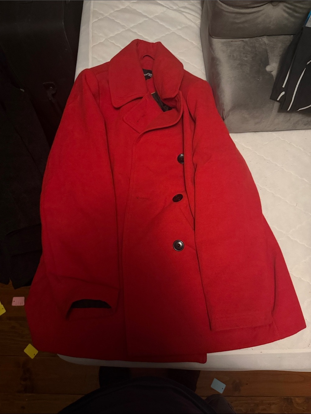 George Red Double-Breasted Pea Coat